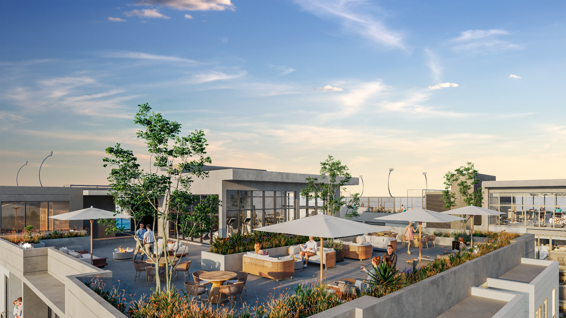Roof garden de Hi RIO con áreas lounge y vistas panorámicas